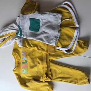 Sunny Yellow Kids Hoodie and Sweatshirt Set